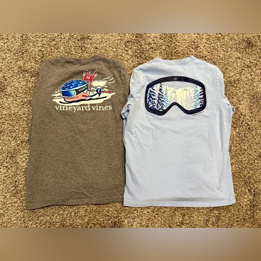 (2) - EUC Boys VV Ski Long Sleeve Pocket Shirts, Size M (12-14)